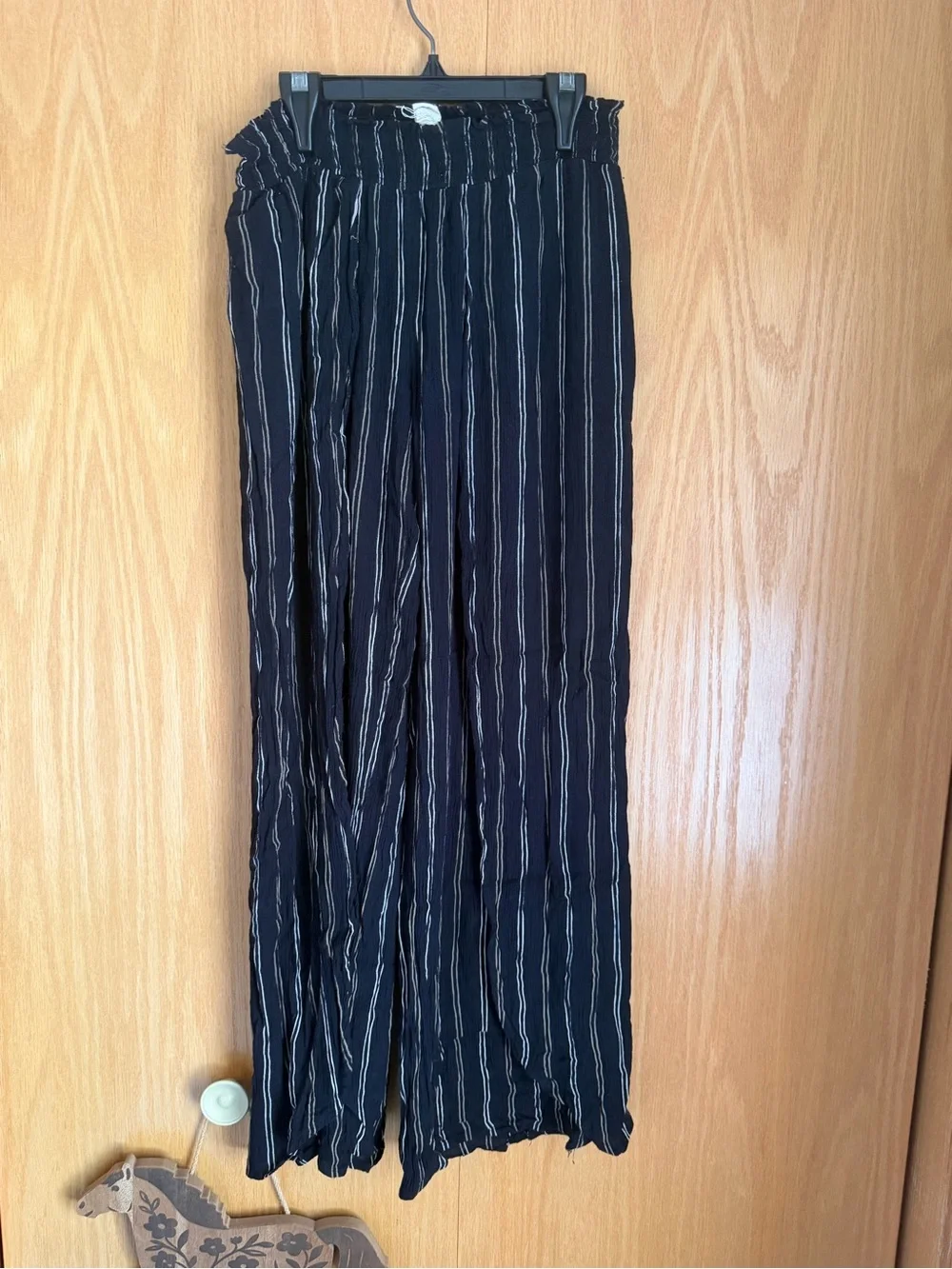 Billabong Black Vertical-Stripe Wide Leg Pants